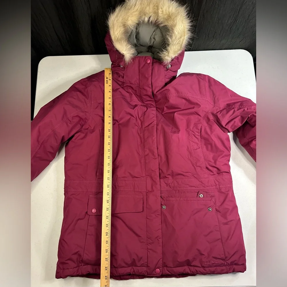LL Bean Jacket‎ Women Purple Parka Vintage Winter Coat Fur Down Warm XL Reg